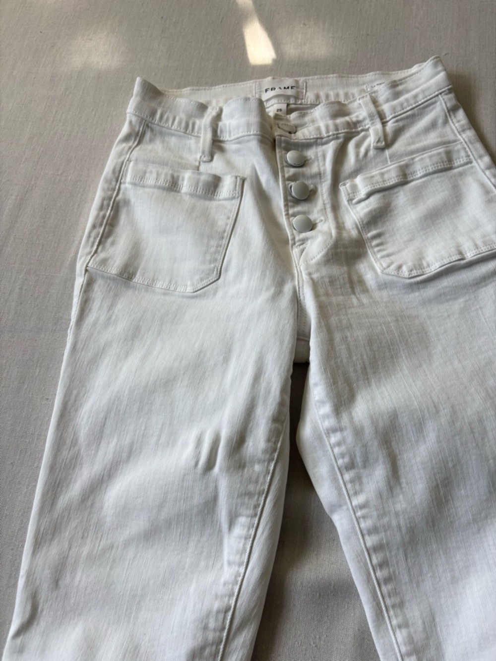 FRAME Le Bardot Crop Flare Jeans White Blanc Mid Rise Size 25 - Picture 2 of 10
